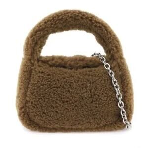 Stand Studio Minnie Fur Bag Faux Shearling Compact Teddy 2 Top Handle Brown